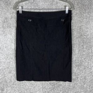 Studio 1940 Double Button Placket Vent Stretch Pencil‎ Skirt Womens Size 8 Black